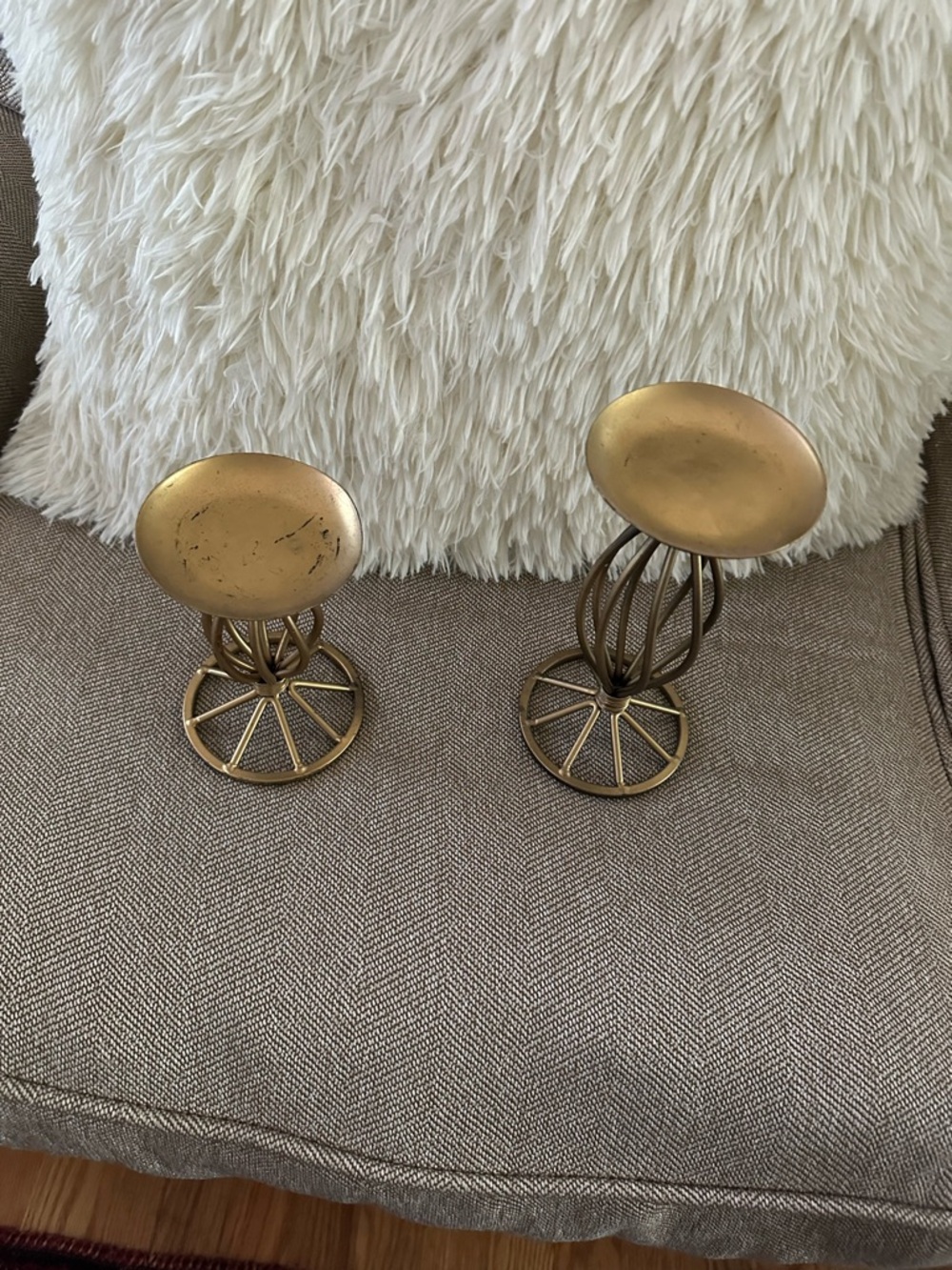 Brass Finish Decorative Candle Holders - Set of 2